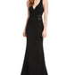 Vestido de festa longo sereia transparente sem mangas com decote em V e decote em V, preto, tamanho extrapequeno, para mulheres