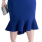 Vestido de festa feminino Emerald Sundae com babados e decote coração abaixo do joelho, azul, tamanho 18