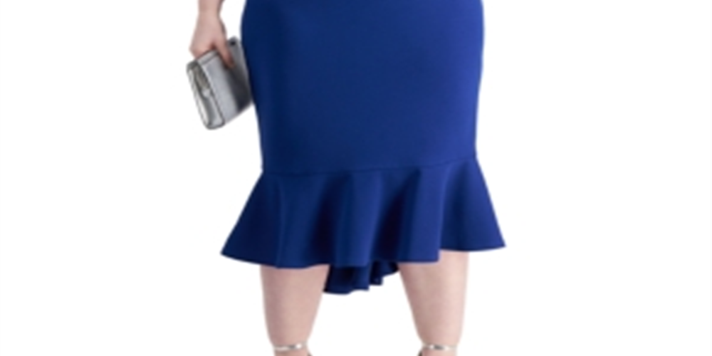 Vestido de festa feminino Emerald Sundae com babados e decote coração abaixo do joelho, azul, tamanho 18