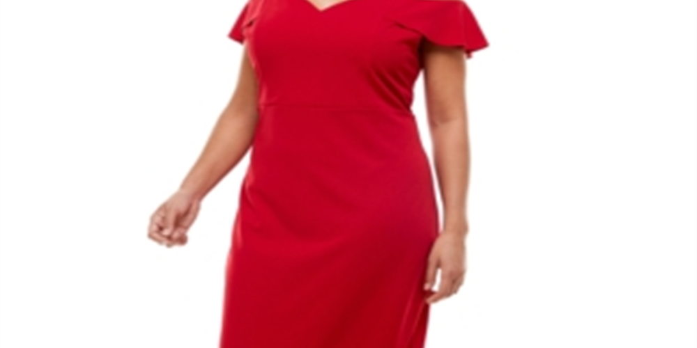 Vestido midi feminino com ombros descobertos e estampa Emerald Sundae, vermelho, tamanho 20W