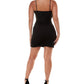Minivestido corpete feminino LNL com decote coração franzido, preto, tamanho médio