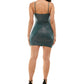Minivestido curto feminino com franzido e brilho, verde, tamanho grande, Emerald Sundae