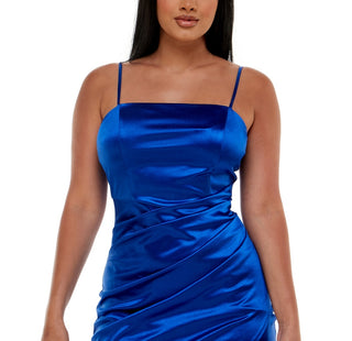 Vestido justo assimétrico e franzido infantil Emerald Sundae azul tamanho X-S