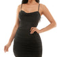 Vestido justo assimétrico e franzido infantil Emerald Sundae, preto, tamanho XS