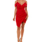 Vestido justo com glitter e esmeralda Sundae Junior's, vermelho, tamanho M