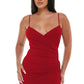 Vestido midi assimétrico de malha feminino LNL, vermelho, tamanho médio