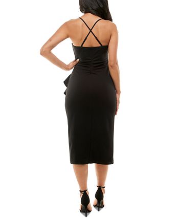 Vestido midi com babados e estampa Emerald Sundae Junior, preto, tamanho grande