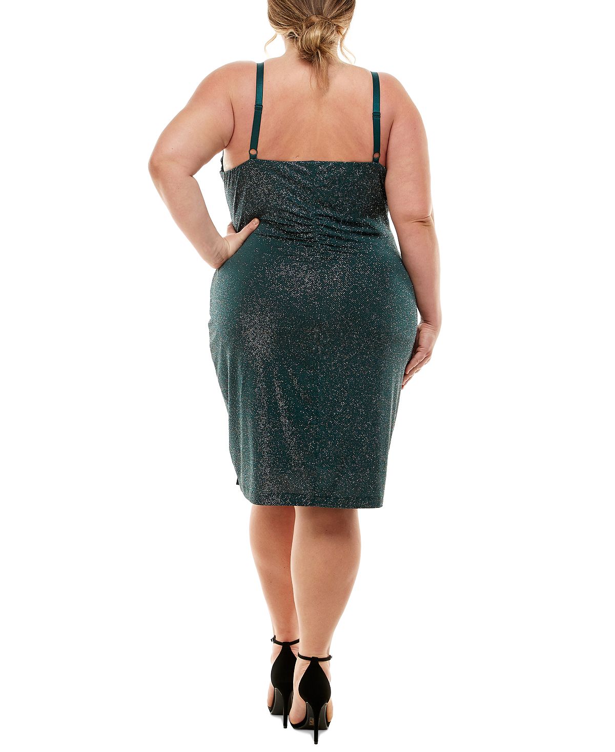 Vestido feminino com decote em V e brilho, verde, tamanho 18W, da Emerald Sundae