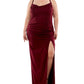 Vestido longo feminino Emerald Sundae com decote canoa e franzido lateral, vermelho, tamanho 20W