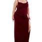 Vestido longo feminino Emerald Sundae com decote canoa e franzido lateral, vermelho, tamanho 20W