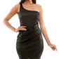 Vestido justo de cetim com um ombro só Emerald Sundae Junior, preto, tamanho médio