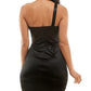 Vestido justo de cetim com um ombro só Emerald Sundae Junior, preto, tamanho médio