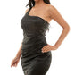 Vestido justo de cetim com um ombro só Emerald Sundae Junior, preto, tamanho médio