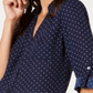 Camisa estampada BCX Junior com botões, azul escuro, tamanho médio