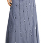 Vestido feminino Papell Studio com mangas esvoaçantes e detalhes em azul, tamanho 14