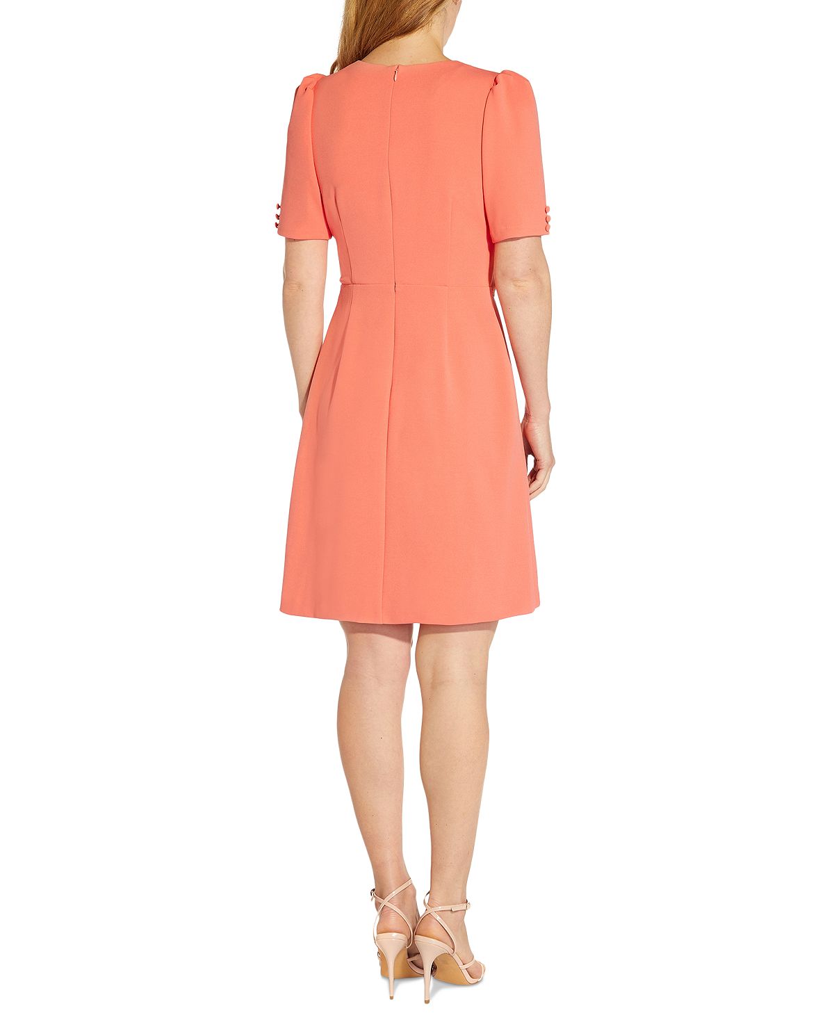 Vestido feminino de crepe com amarração na cintura, estilo A, tamanho 14, da Adrianna Papell