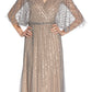 Vestido feminino Adrianna Papell com manga quimono e contas, marrom, tamanho 6
