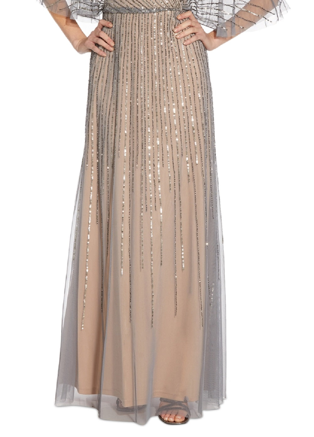 Vestido feminino Adrianna Papell com manga quimono e contas, marrom, tamanho 6