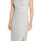 Vestido sem mangas feminino Adrianna Papell em malha metálica, cinza, tamanho 6