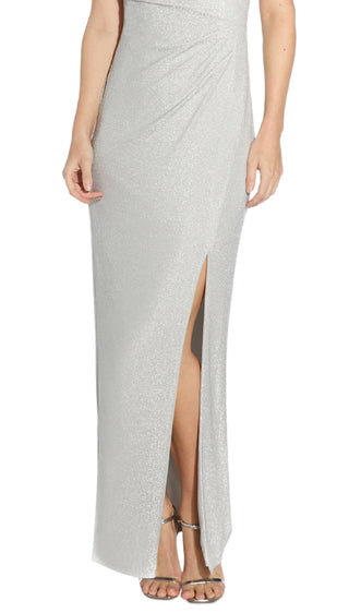 Vestido sem mangas feminino Adrianna Papell em malha metálica, cinza, tamanho 6