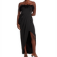 Vestido feminino sem alças com acabamento em penas, preto, tamanho 8, Aidan by Aidan Mattox