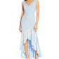 Vestido longo feminino Adrianna Papell com botões, azul, tamanho 2