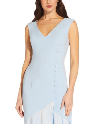 Adrianna Papell Women's Button Trim High Low Gown Blue Size 2