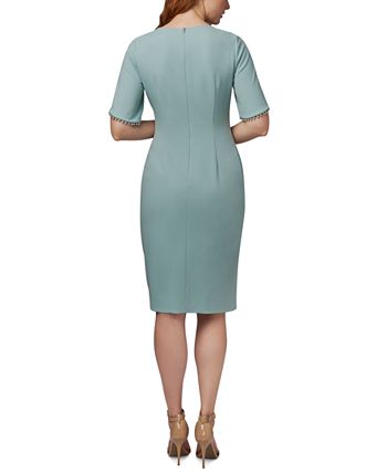 Vestido de coquetel feminino Adrianna Papell com acabamento em pérolas, azul, tamanho 14