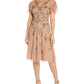 Vestido feminino Adrianna Papell com mangas esvoaçantes e contas, marrom, tamanho 4