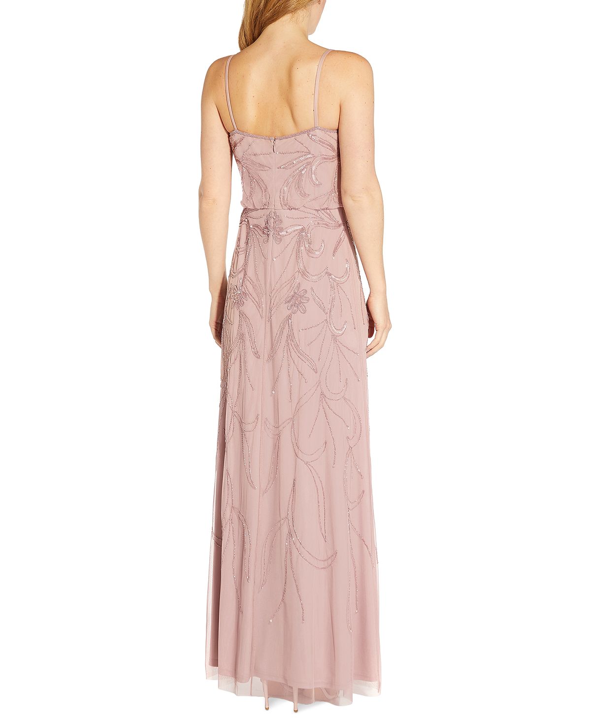 Vestido feminino Adrianna Papell com alças finas e lantejoulas, marrom, tamanho 8