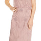 Vestido feminino Adrianna Papell com alças finas e lantejoulas, marrom, tamanho 8