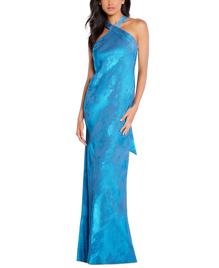 Vestido Halter Aidan By Aidan Mattox Feminino Azul Tamanho 12