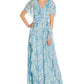 Vestido de chiffon com estampa floral feminino Adrianna Papell, azul, tamanho 2