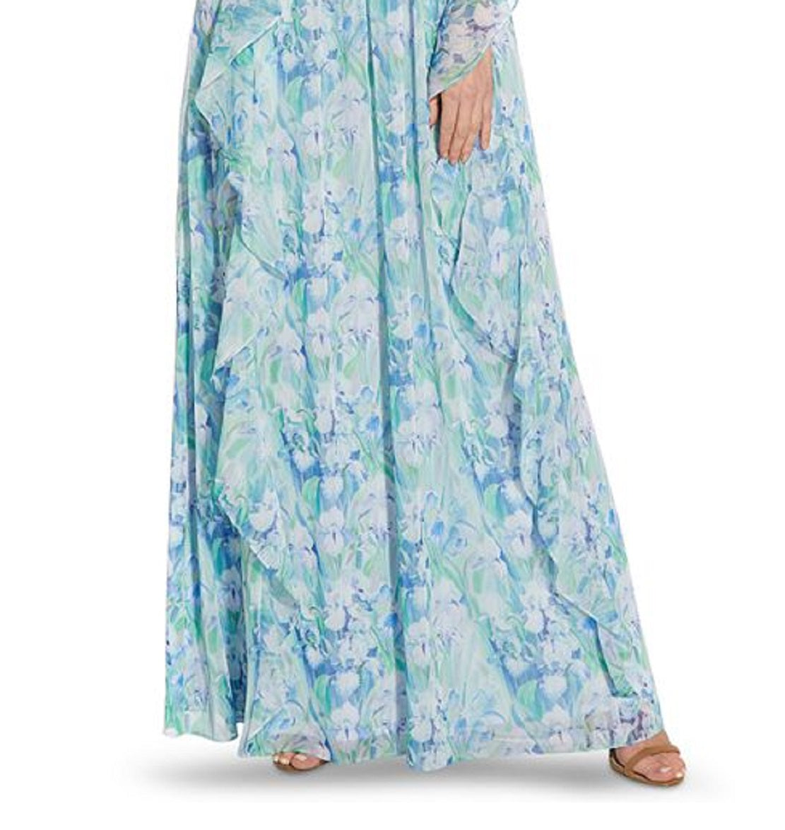 Vestido de chiffon com estampa floral feminino Adrianna Papell, azul, tamanho 2