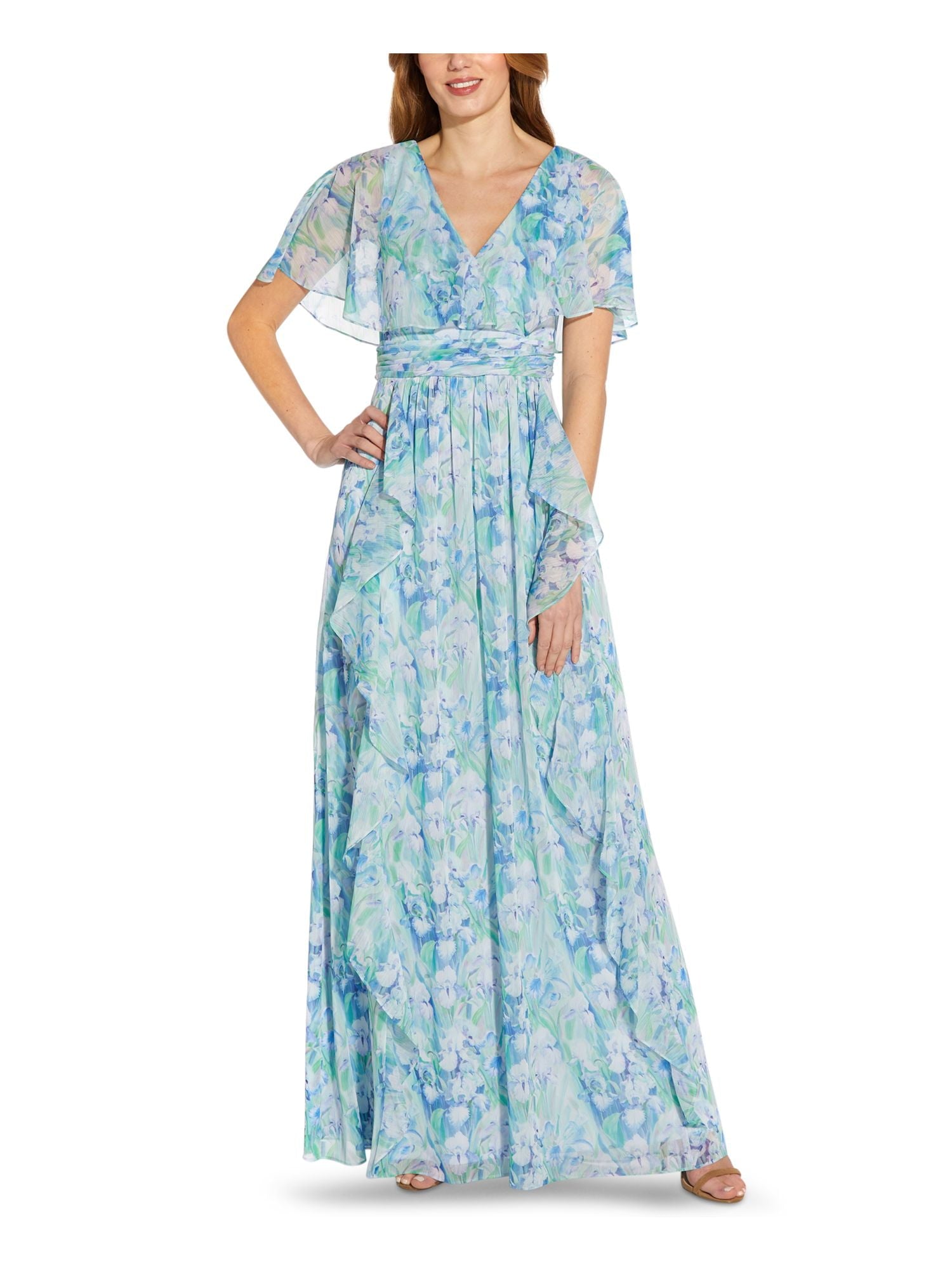 adrianna-papell-womens-blue-full-length-gown-size-6