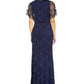 Vestido de noite feminino Adrianna Papell com contas, azul, tamanho 8