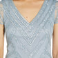Vestido feminino com decote em V e detalhes em azul, tamanho 6, da Papell Studio