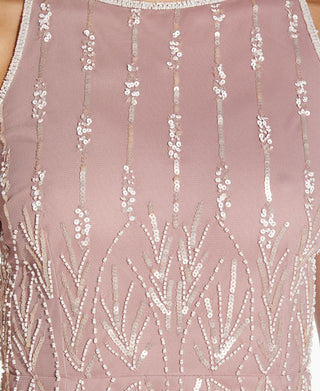 Papell Studio Women's Beaded Sheath Dress Pink Size 12