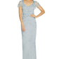 Vestido justo feminino com decote coração e aplicações embelezadas, azul, tamanho 8, da Papell Studio