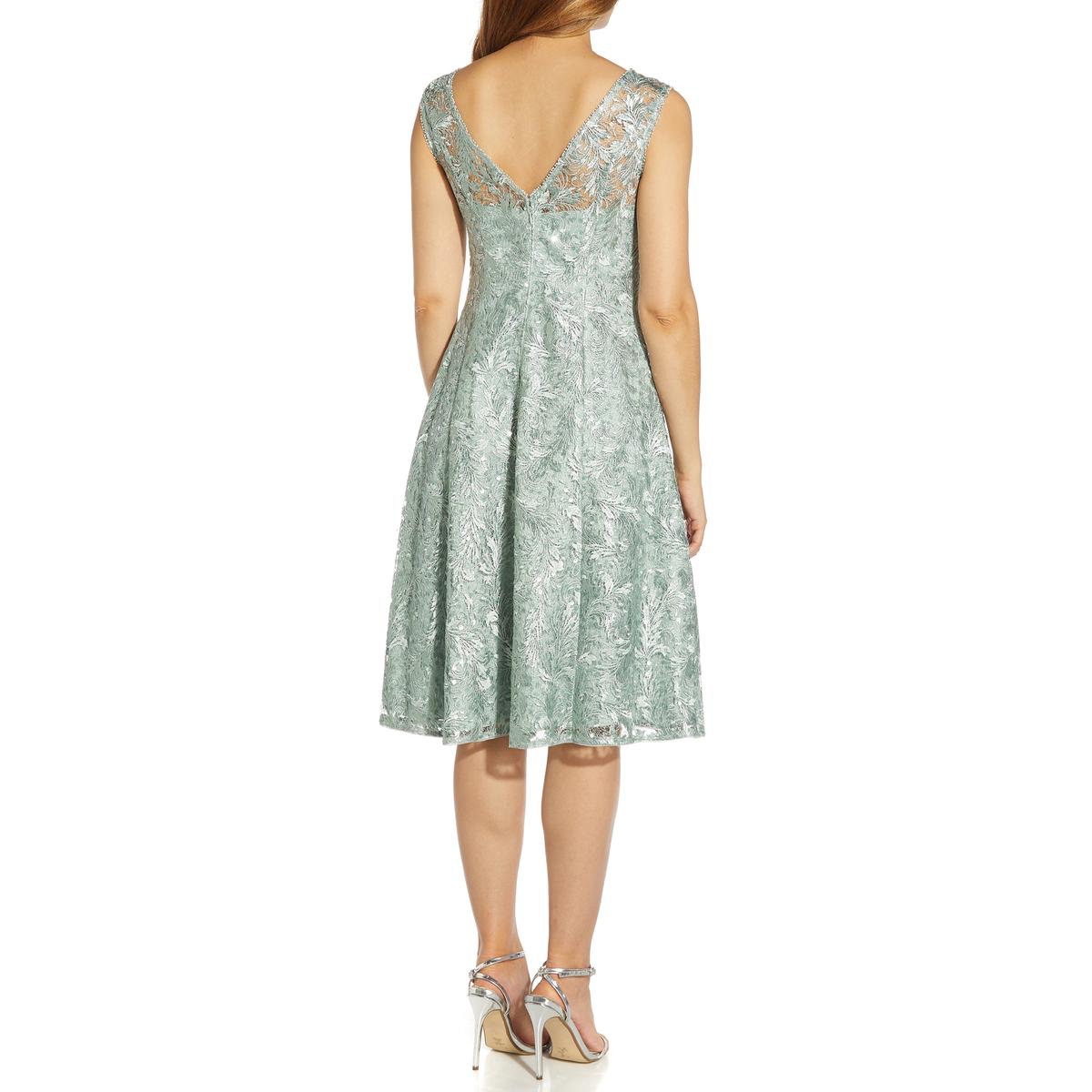 Vestido de coquetel bordado feminino Adrianna Papell, azul, tamanho 2