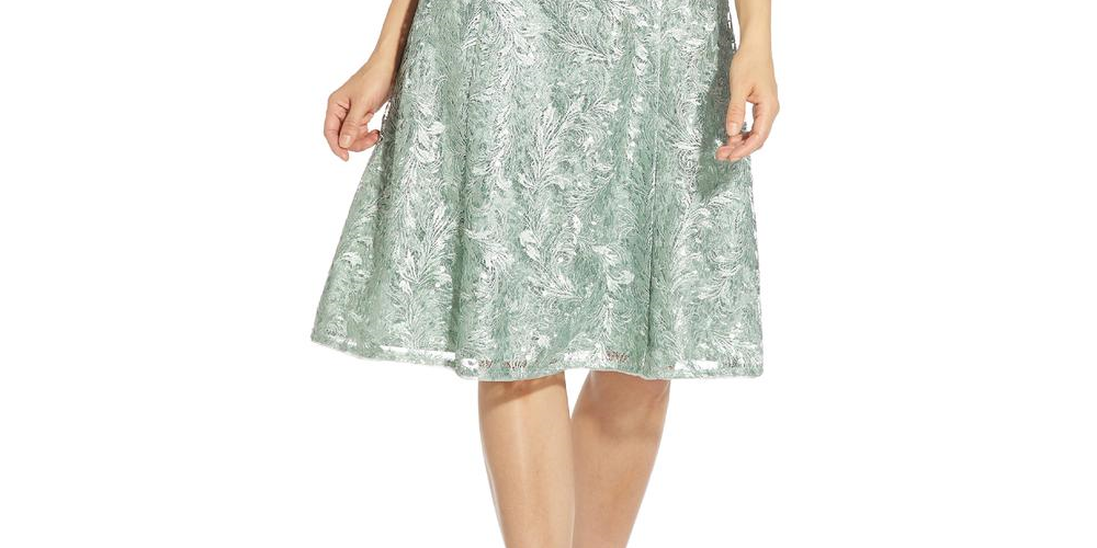 Vestido de coquetel bordado feminino Adrianna Papell, azul, tamanho 2