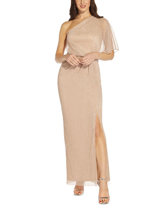 Vestido metálico feminino Adrianna Papell, marrom, tamanho 6