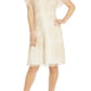 Vestido de coquetel feminino Adrianna Papell com contas bege tamanho 16