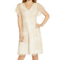 Vestido de coquetel feminino Adrianna Papell com contas bege tamanho 16