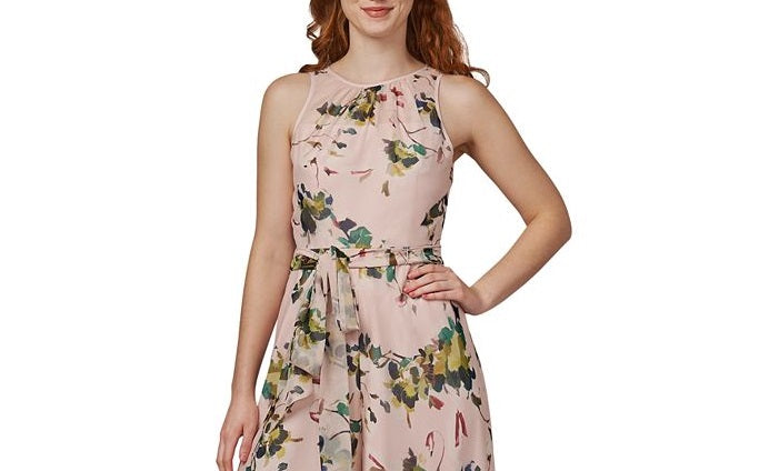 Macacão feminino Adrianna Papell de organza com pernas largas, marrom, tamanho 8