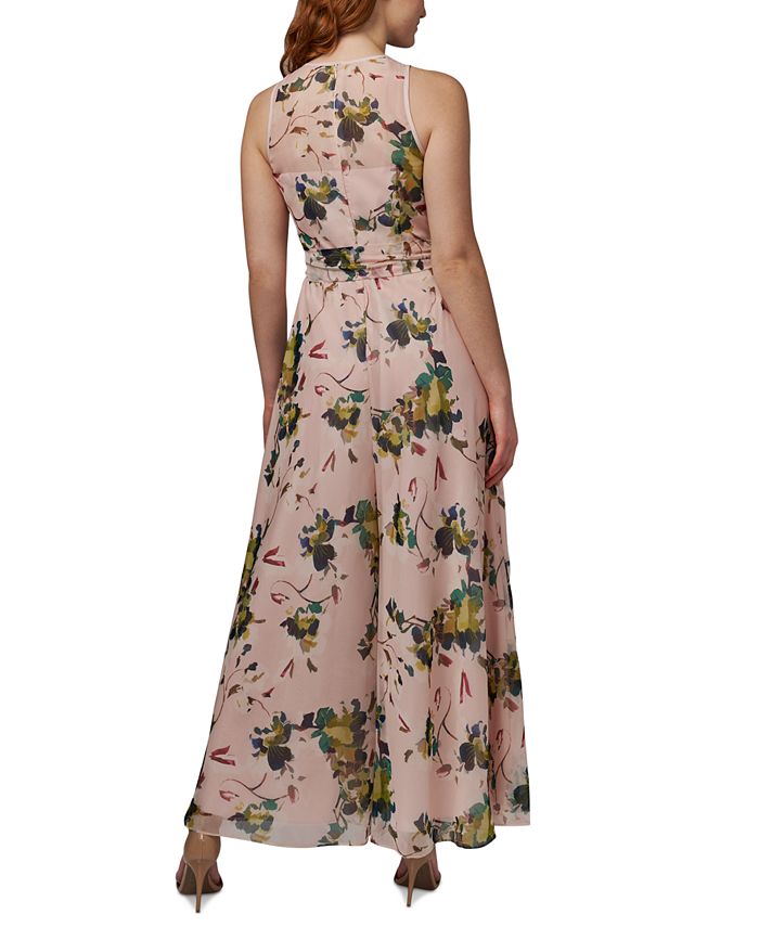 Macacão feminino Adrianna Papell de organza com pernas largas, marrom, tamanho 8