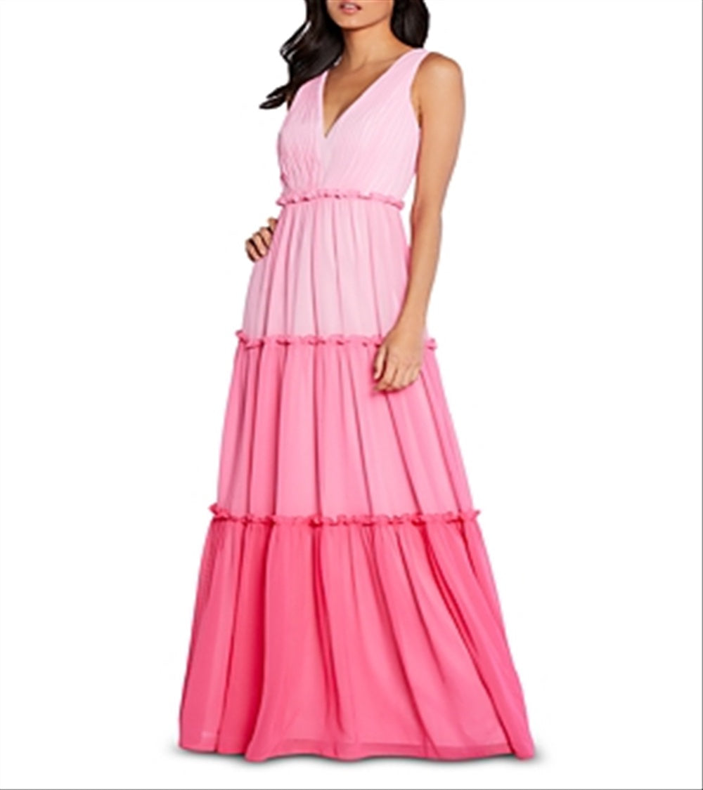 Vestido feminino Aidan By Aidan Mattox com blocos de cores e camadas, rosa, tamanho 12