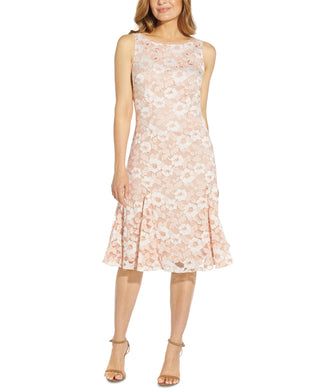 Adrianna Papell Women's Floral Lace Fit & Flare Dress Pink Size 4