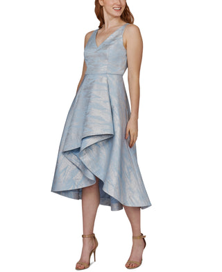 Vestido feminino Adrianna Papell, comprimento alto e baixo, azul, tamanho 2, pequeno