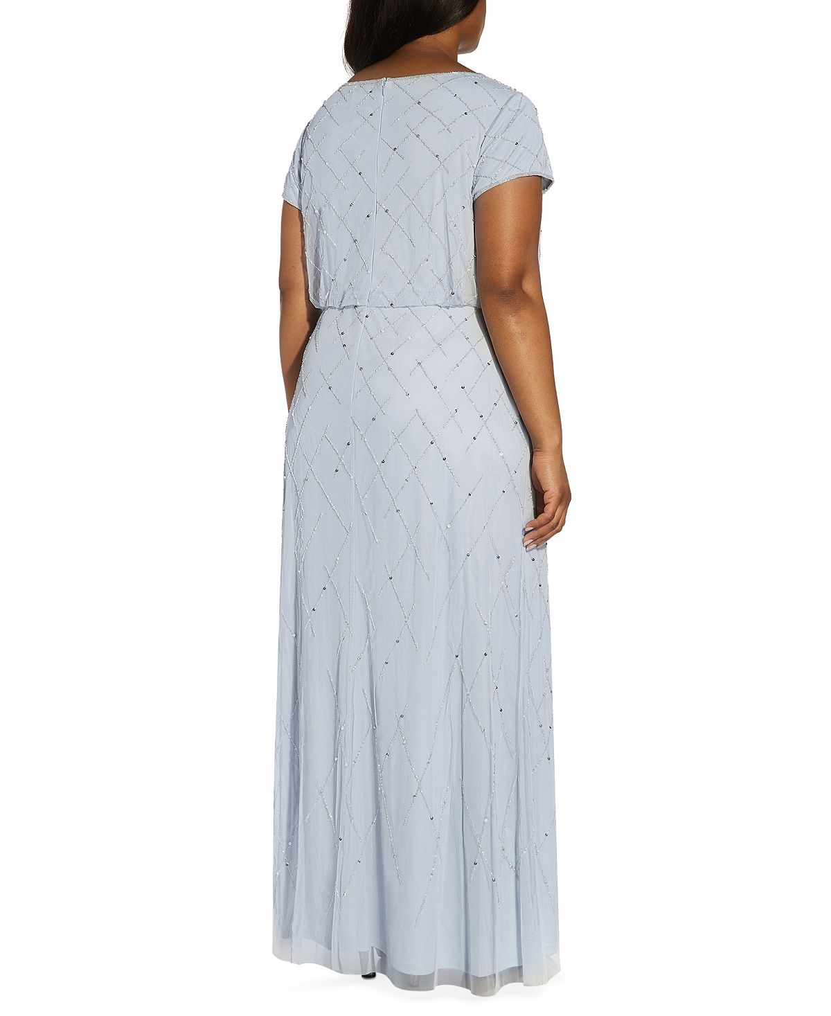 Vestido Blusão Feminino Adrianna Papell Azul Embelezado Tamanho 20